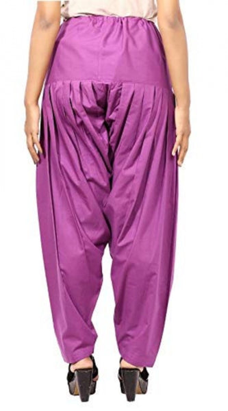 Mayawye Women's Cotton Solid Patiyala (Color:Violet)