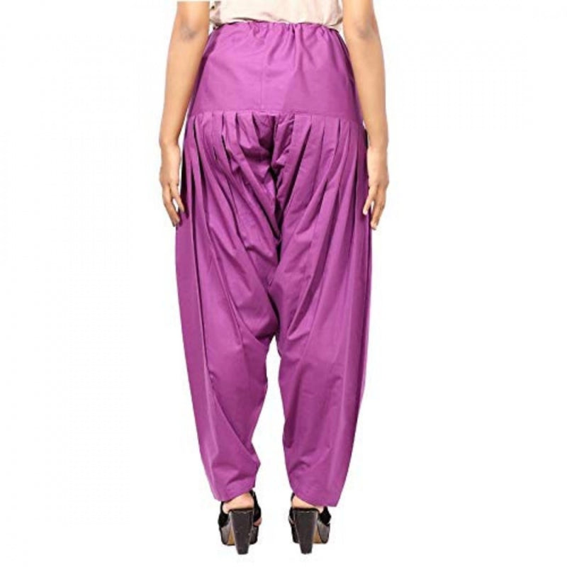Mayawye Women's Cotton Solid Patiyala (Color:Violet)