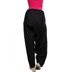 Mayawye Women's Cotton Solid Patiyala (Color:Black)