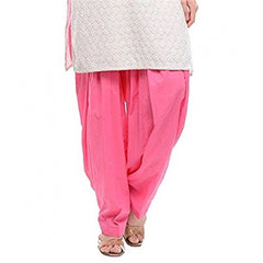 Mayawye Women's Cotton Solid Patiyala (Color:Baby Pink)