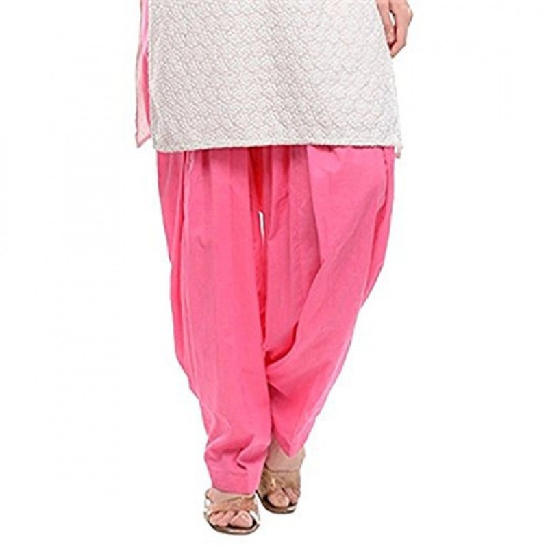 Mayawye Women's Cotton Solid Patiyala (Color:Baby Pink)