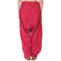 Mayawye Women's Cotton Solid Patiyala (Color:Rani Pink)