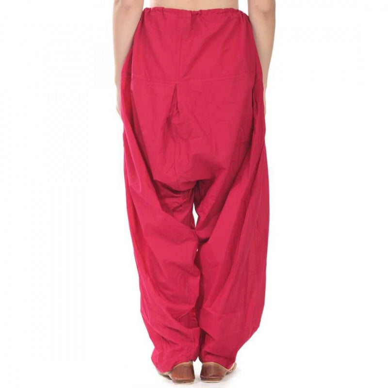 Mayawye Women's Cotton Solid Patiyala (Color:Rani Pink)