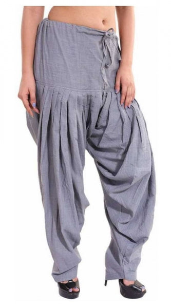 Mayawye Women's Cotton Solid Patiyala (Color:Smoke Grey)