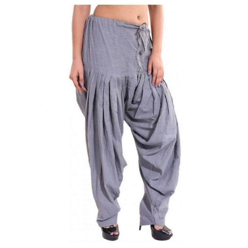 Mayawye Women's Cotton Solid Patiyala (Color:Smoke Grey)