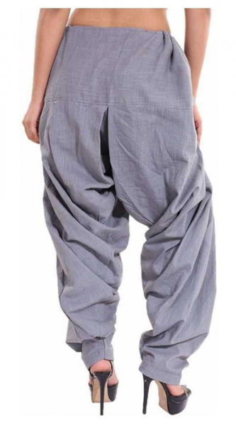 Mayawye Women's Cotton Solid Patiyala (Color:Smoke Grey)