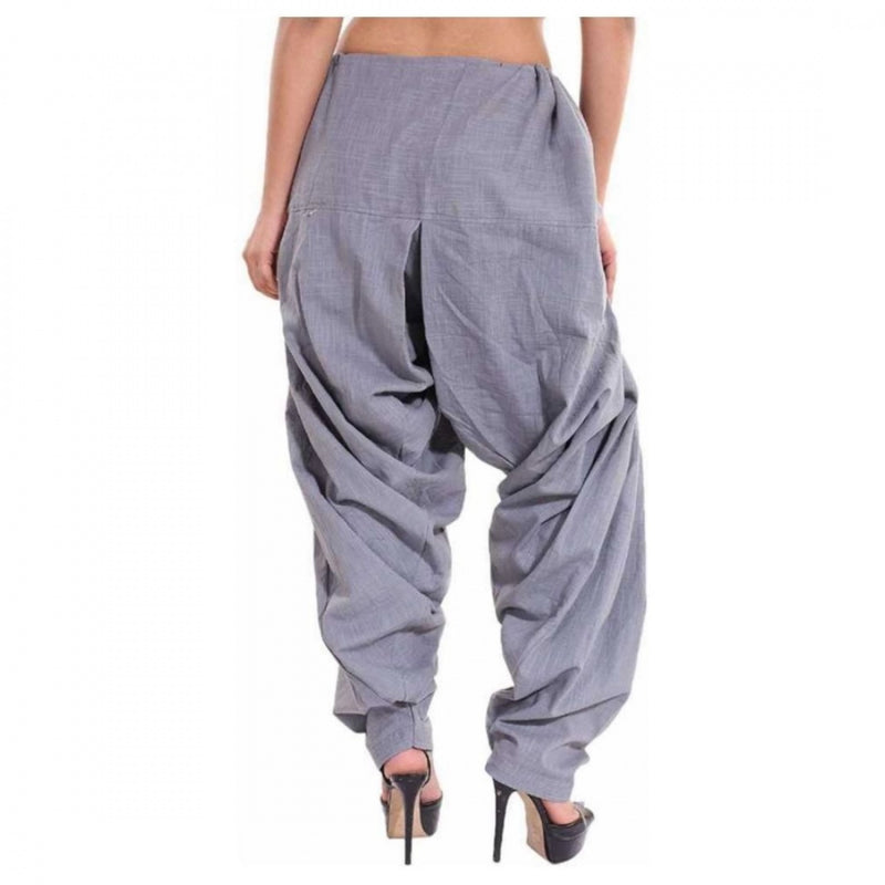 Mayawye Women's Cotton Solid Patiyala (Color:Smoke Grey)