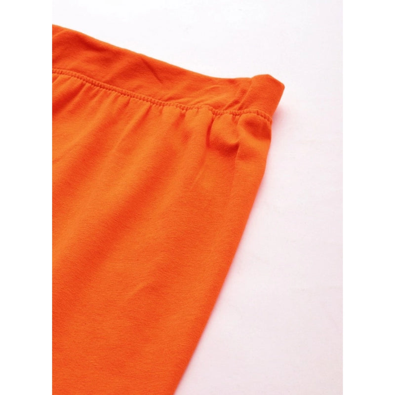 Mayawye Women's Cotton Leggings (Color:Orange)