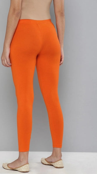 Mayawye Women's Cotton Leggings (Color:Orange)