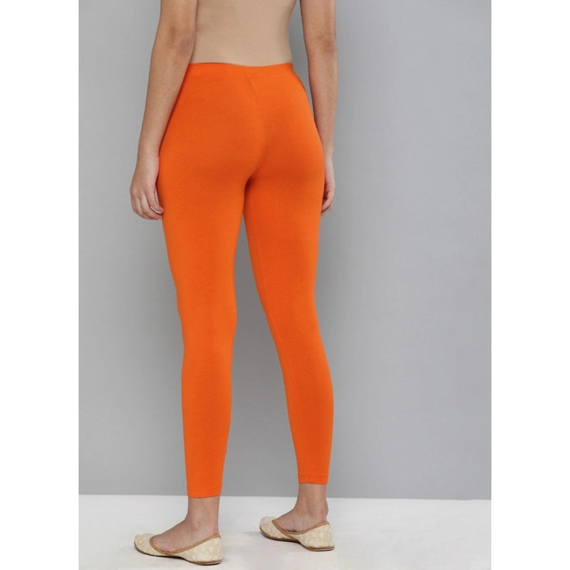 Mayawye Women's Cotton Leggings (Color:Orange)