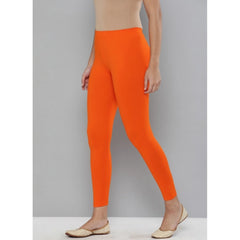 Mayawye Women's Cotton Leggings (Color:Orange)