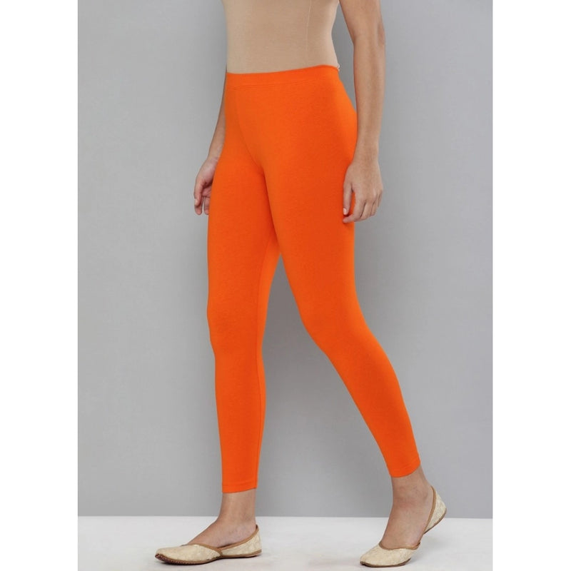 Mayawye Women's Cotton Leggings (Color:Orange)