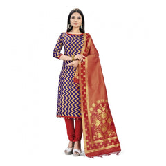 Mayawye Banarasi Silk Unstitched Salwar-Suit Material Premium Quality With Dupatta (Color: Navy Blue)