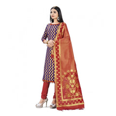 Mayawye Banarasi Silk Unstitched Salwar-Suit Material Premium Quality With Dupatta (Color: Navy Blue)