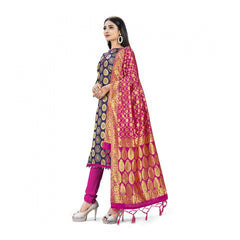 Mayawye Banarasi Silk Unstitched Salwar-Suit Material Premium Quality With Dupatta (Color: Navy Blue)