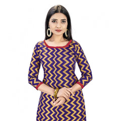 Mayawye Banarasi Silk Unstitched Salwar-Suit Material Premium Quality With Dupatta (Color: Navy Blue)