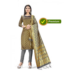 Mayawye Banarasi Silk Unstitched Salwar-Suit Material Premium Quality With Dupatta (Color: Black)