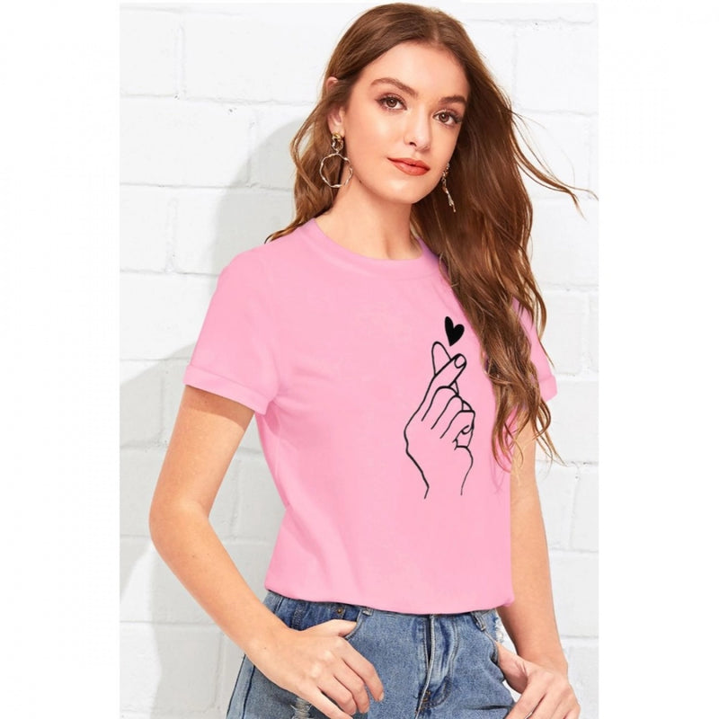 Mayawye Women's Cotton Western Wear T Shirt (Pink)