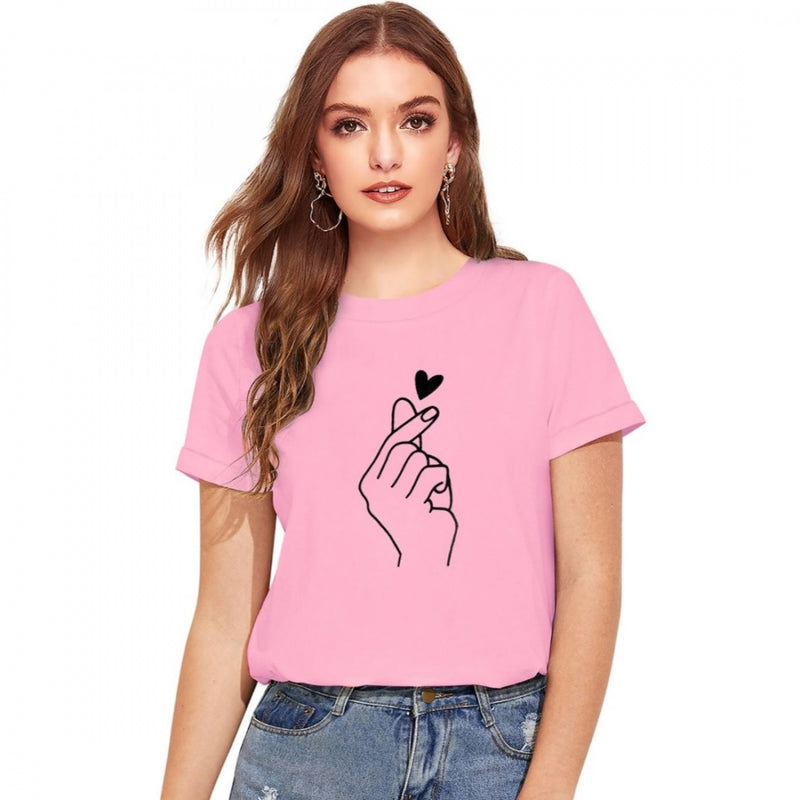 Mayawye Women's Cotton Western Wear T Shirt (Pink)