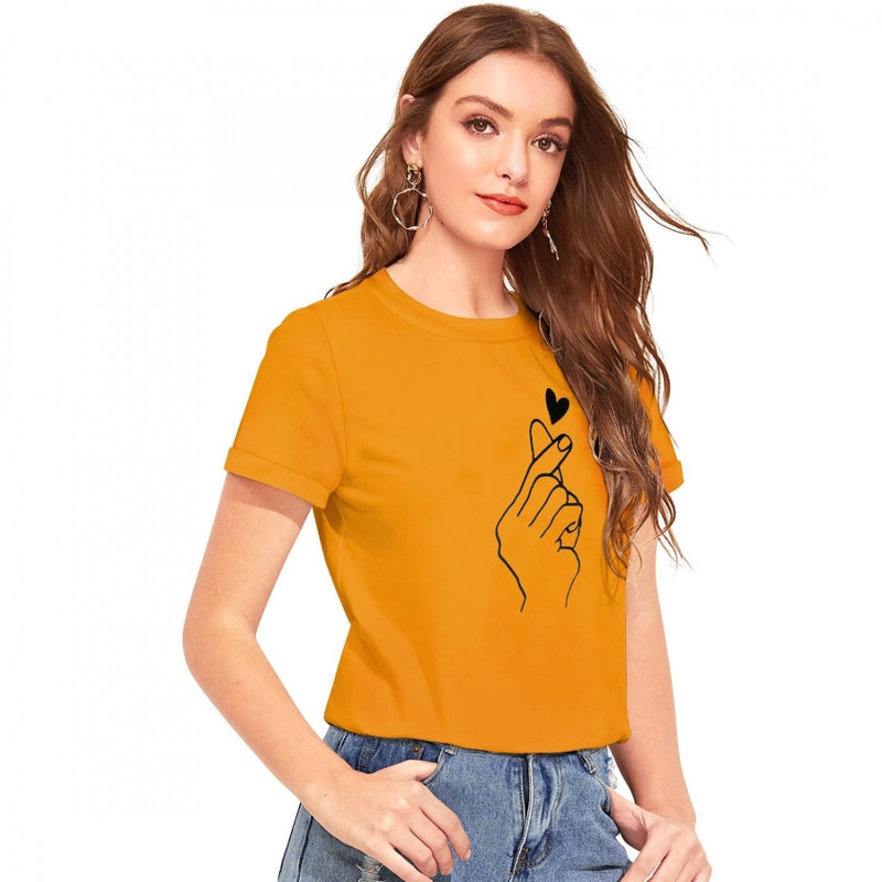 Mayawye Women's Cotton Western Wear T Shirt (Yellow)