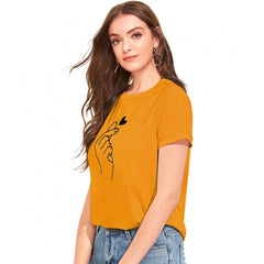 Mayawye Women's Cotton Western Wear T Shirt (Yellow)