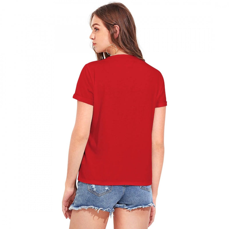 Mayawye Women's Cotton Western Wear T Shirt (Red)