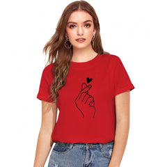 Mayawye Women's Cotton Western Wear T Shirt (Red)