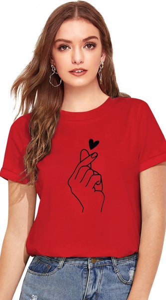 Mayawye Women's Cotton Western Wear T Shirt (Red)