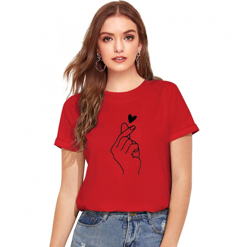 Mayawye Women's Cotton Western Wear T Shirt (Red)