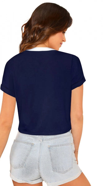 Mayawye Women's Cotton Western Wear T Shirt (Blue)