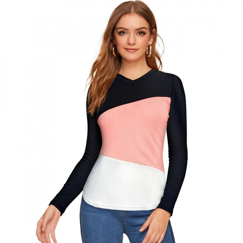 Mayawye Women's 95% Polyester 5% Spandex Western Wear T Shirt (Peach)