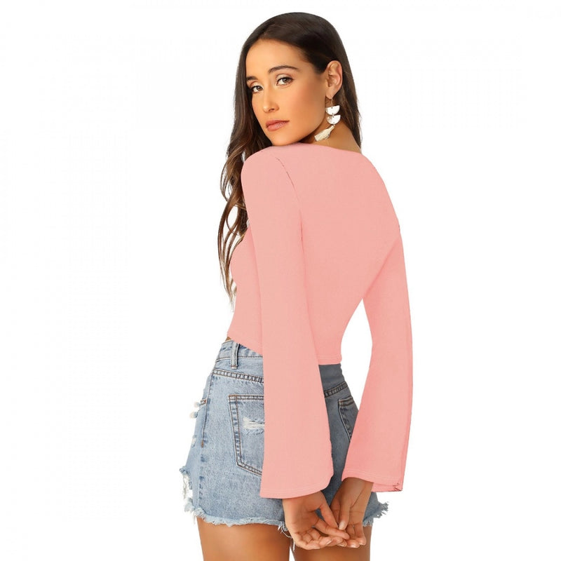 Mayawye Women's 95% Polyester 5% Spandex Western Wear Tops (Peach)