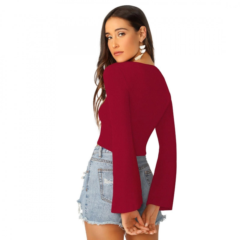 Mayawye Women's 95% Polyester 5% Spandex Western Wear Tops (Maroon)