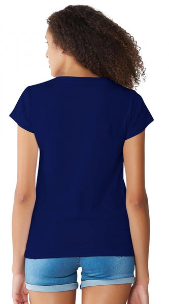 Mayawye Women's Cotton Western Wear T Shirt (Blue)
