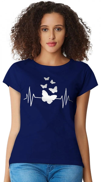 Mayawye Women's Cotton Western Wear T Shirt (Blue)
