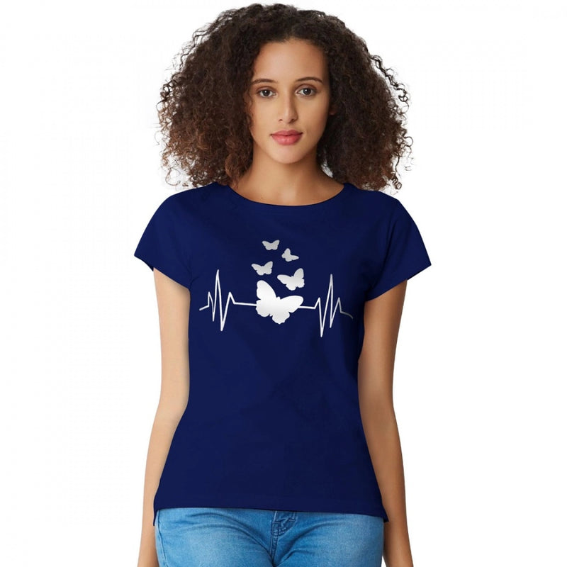 Mayawye Women's Cotton Western Wear T Shirt (Blue)