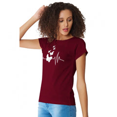 Mayawye Women's Cotton Western Wear T Shirt (Maroon)