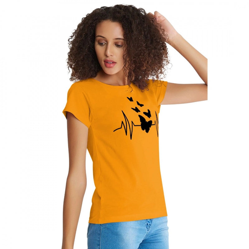 Mayawye Women's Cotton Western Wear T Shirt (Yellow)