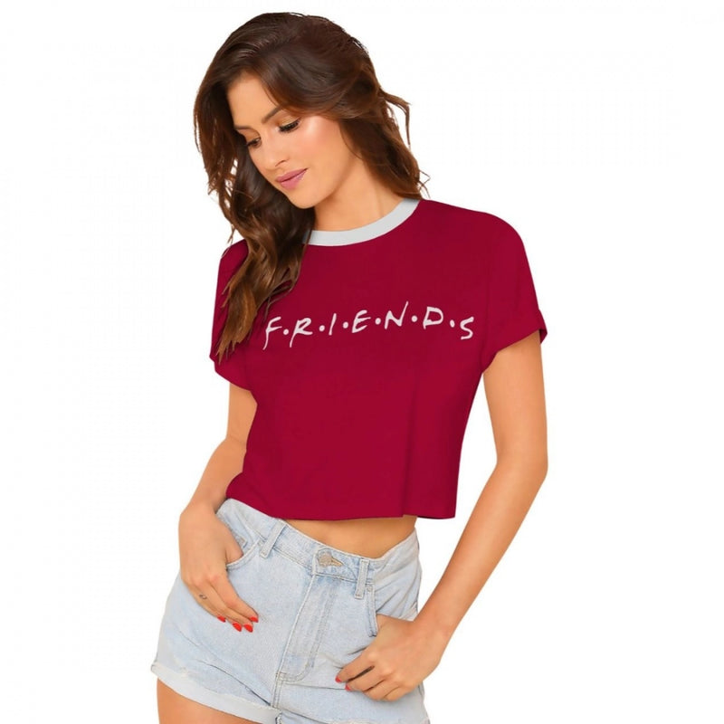 Mayawye Women's Cotton Western Wear T Shirt (Maroon)