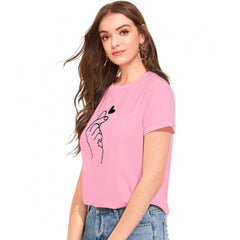 Mayawye Women's Cotton Western Wear T Shirt (Pink)