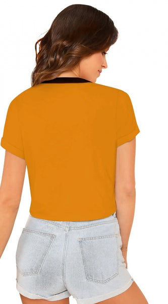 Mayawye Women's Cotton Western Wear T Shirt (Yellow)