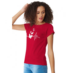 Mayawye Women's Cotton Western Wear T Shirt (Red)