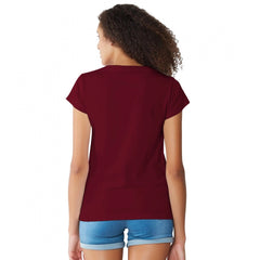 Mayawye Women's Cotton Western Wear T Shirt (Maroon)