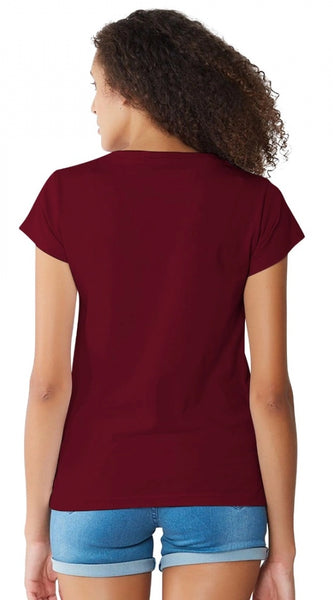 Mayawye Women's Cotton Western Wear T Shirt (Maroon)