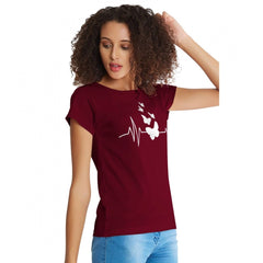 Mayawye Women's Cotton Western Wear T Shirt (Maroon)