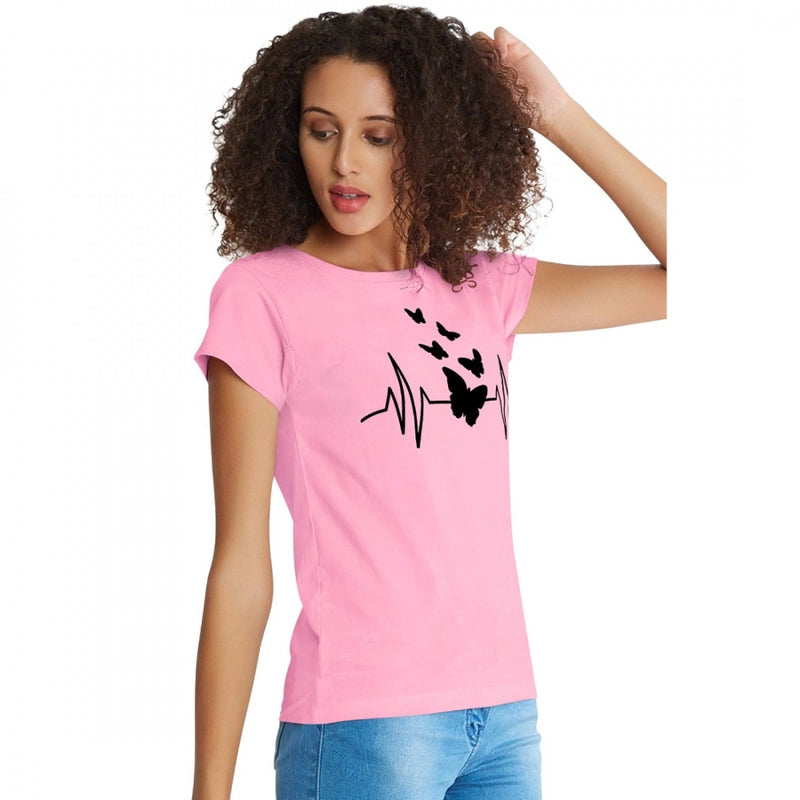 Mayawye Women's Cotton Western Wear T Shirt (Pink)