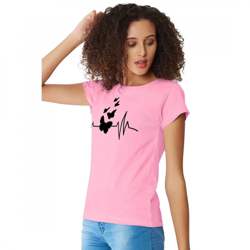 Mayawye Women's Cotton Western Wear T Shirt (Pink)