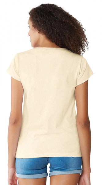 Mayawye Women's Cotton Western Wear T Shirt (Cream)