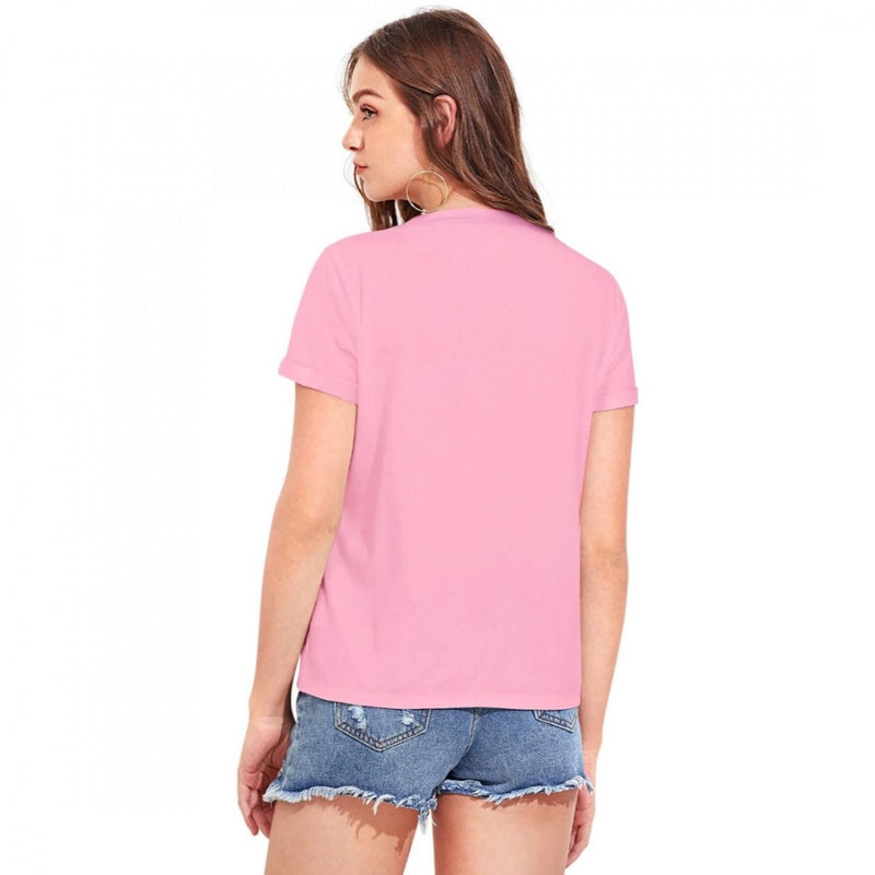 Mayawye Women's Cotton Western Wear T Shirt (Pink)