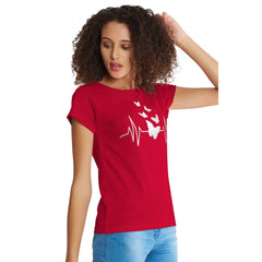 Mayawye Women's Cotton Western Wear T Shirt (Red)